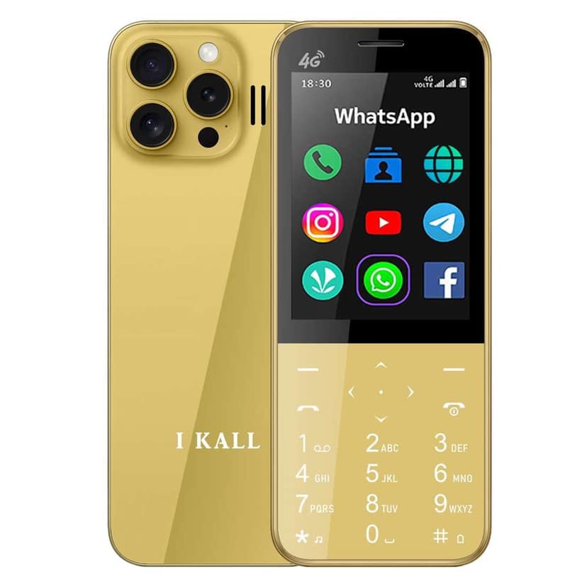 IKALL I1-4G Android Keypad Mobile - 2.8" HD Touch Screen, 2GB RAM, 16GB Storage, WiFi & 4G SIM Support, 3000mAh Battery, Pre-Installed Whatsapp, Facebook, YouTube, Instagram & More (Golden) IKALL I1-4G Android Keypad Mobile - 2.8" HD Touch Screen, 2GB RA