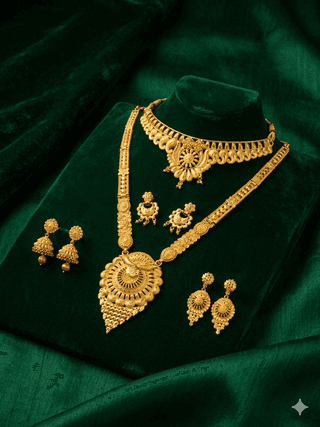 Traditional Indian Bridal Gold Necklace Combo Set