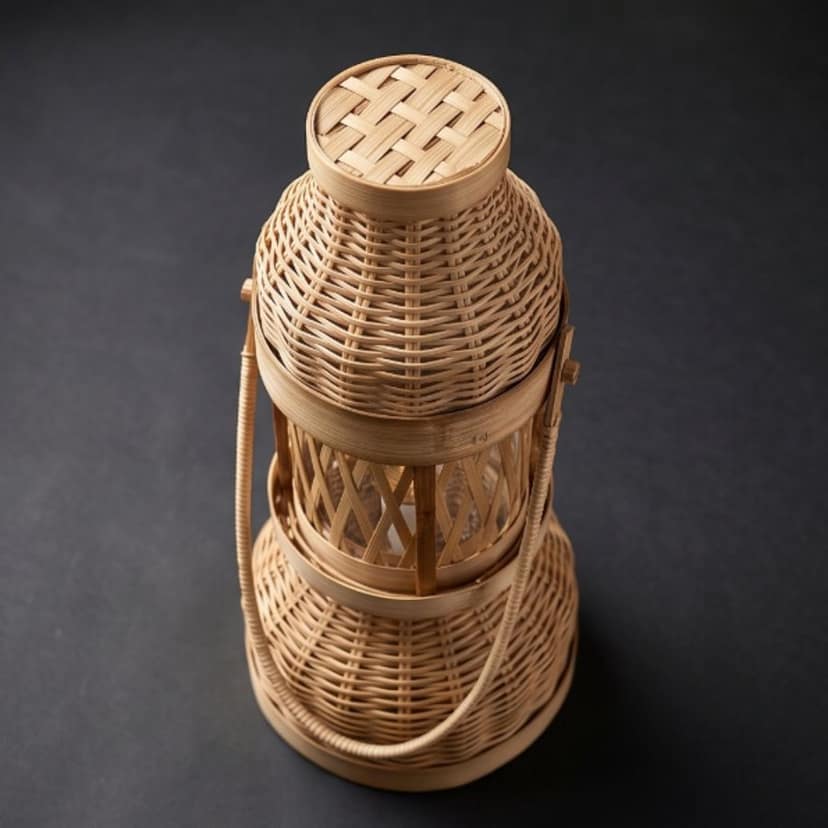 Artisanal Handwoven Bamboo Lantern view 2
