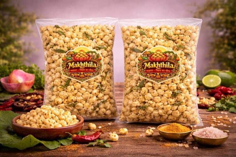 MAKHTHILA - Premimum Roasted Masala Makhana – Crunchy, Flavorful & Protein-Rich Snack | Lotus Seed with Kadhi Patta Fry