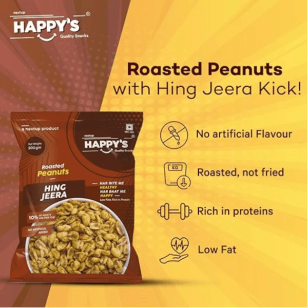 Happy's Roasted Peanuts Hing Jeera - 200 gm view 2