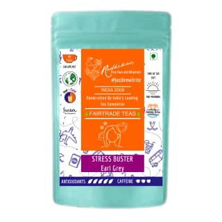 STRESS BUSTER Earl Grey Tea - Calm Mind & Improve Digestion (100 gm - Makes 50 Cups of Tea) by M/S RADHIKAS FINE TEAS AND WHATNOTS