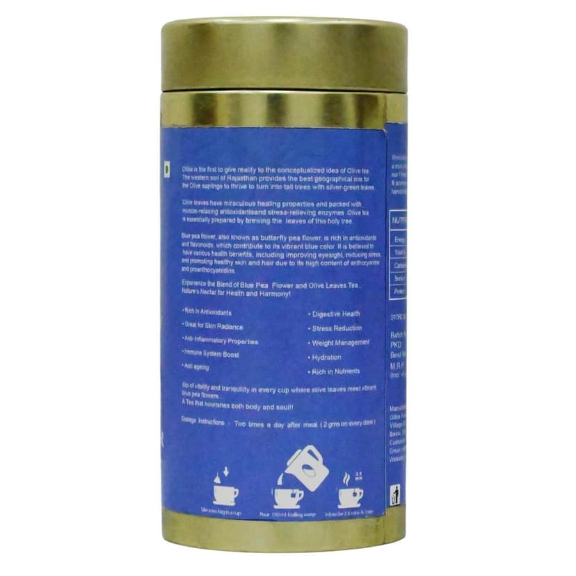 AMLAAN Olitia- The Olive Tea 100% Natural Blue Pea Flower Herbal Tea - 60g Caffeine Free Herbal Tea, Rich in Antioxidants, for Beautiful Skin- New Year Tea Gift (Blue Pea Flower Tea) view 2