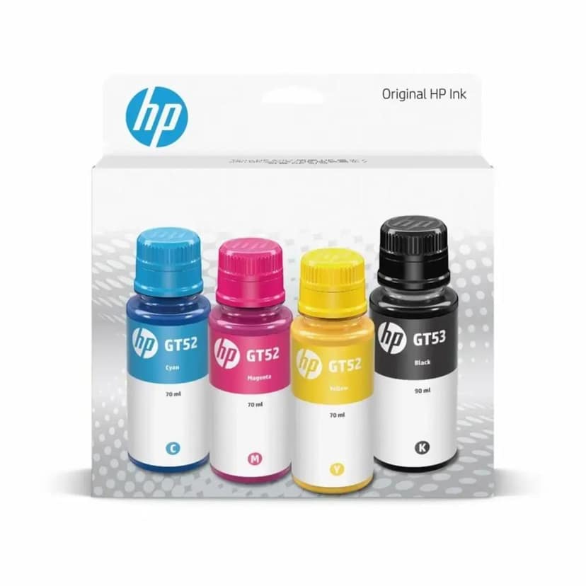 Hp Gt53xl Set of 4 Colors Black Cyan Yellow Magenta Original Ink Bottle (1vv21aa) view 2
