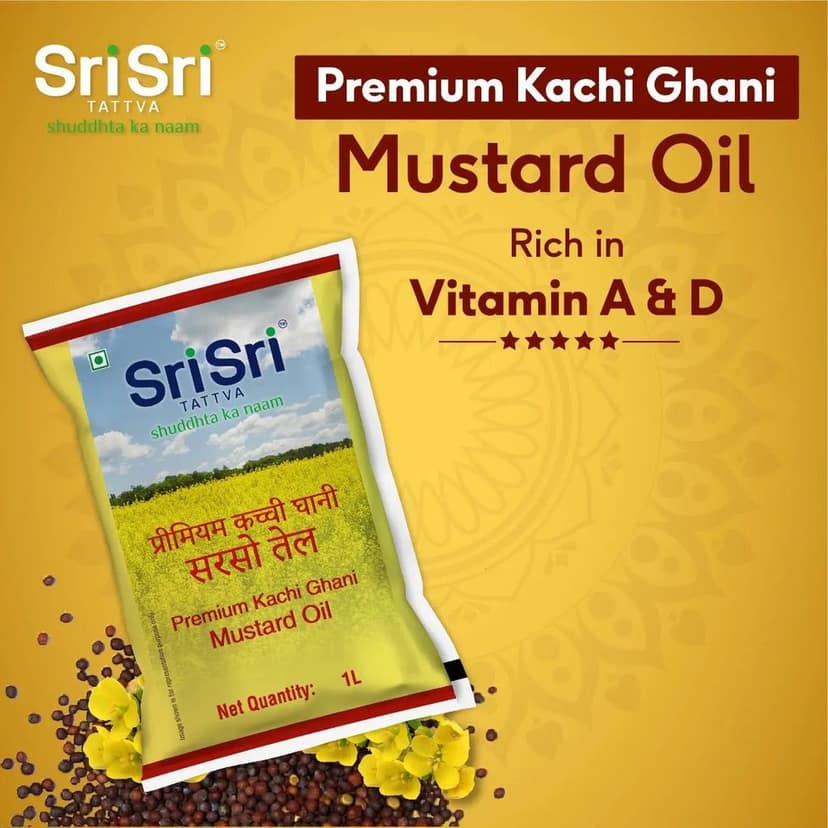 Sri Sri Tattva Premium Kachi Ghani Mustard Oil Pouch, 1L view 2