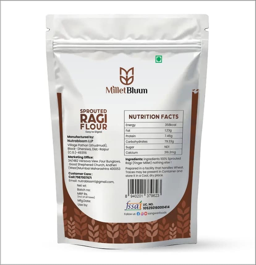 MilletBluum Sprouted Ragi Flour - Easy Digest, Strong Bones view 2