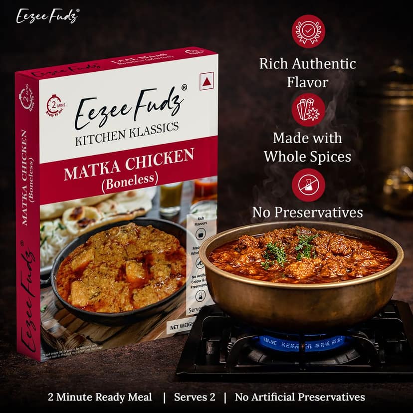 Eezee Fudz Kitchen Klassics Matka Chicken (Boneless) | Ready to Eat Indian Chicken & Mutton Curry | 300g | 2 Minute Heat & Eat view 2