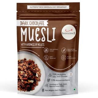 INDULGENCE Belgian Dark Chocolate Millet Muesli 350 gms - Wholesome Breakfast with Millets & Nuts