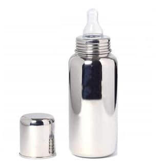 304 Stainless Steel Baby Feeding Bottle – 250 ml – Anti-Colic Silicone Nipple – Leak-Proof