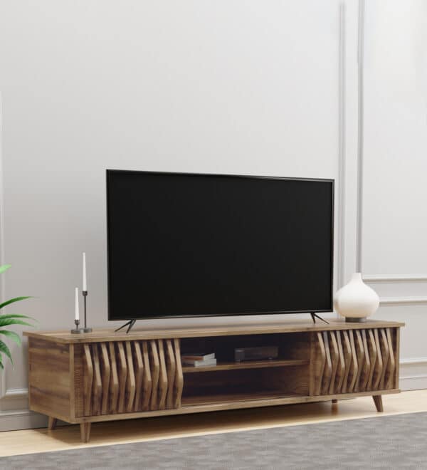 Eros Furniture Woton Engineered Wood TV Unit with Cable Management and Display Shelves view 2