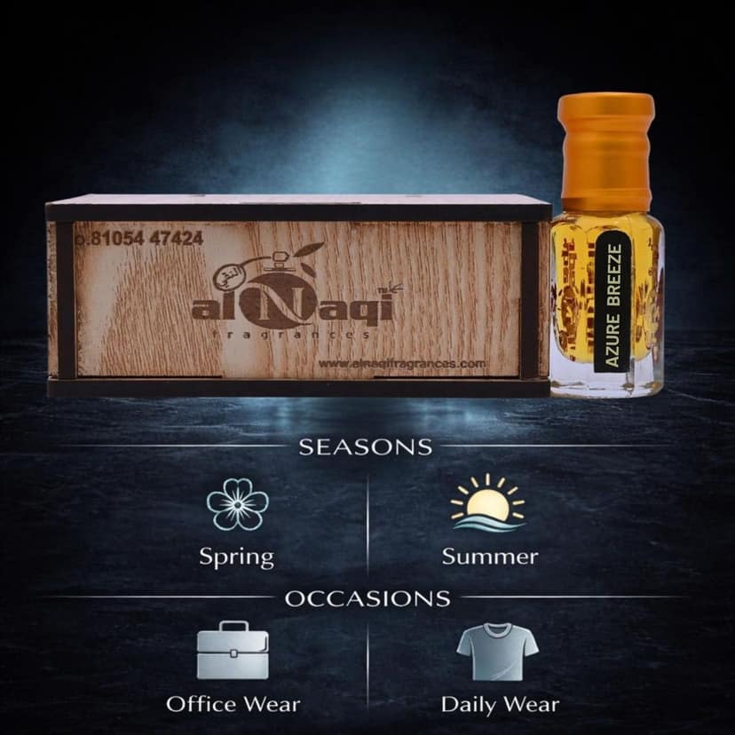alnaqi fragrances Azure Breeze 6ml - Fresh Aromatic Unisex Attar, Alcohol Free Citrus-Tea-Oil, Long Lasting Clean-Linen-Ittar, Premium Daily-Wear-Scent view 2