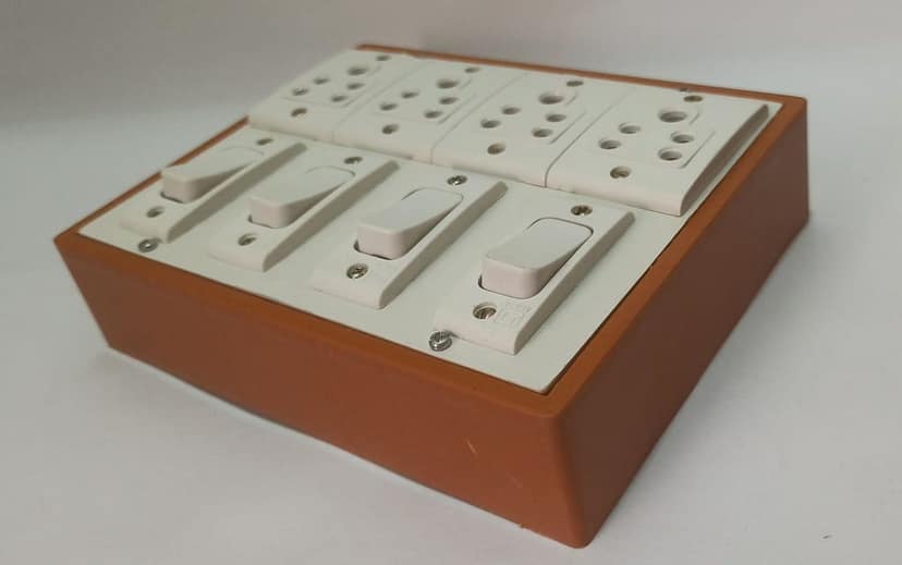 6A 4 Sockets (5 Pin Socket) & 4 Switch (Square) Extension Box with 6A Plug & 10m Wire view 2