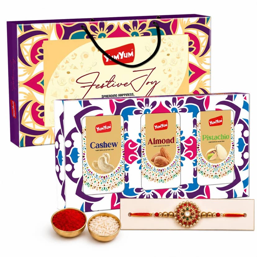 YUM YUM Dry Fruits Combo Rakhi Almonds Cashews Raisins - 3 x 100g