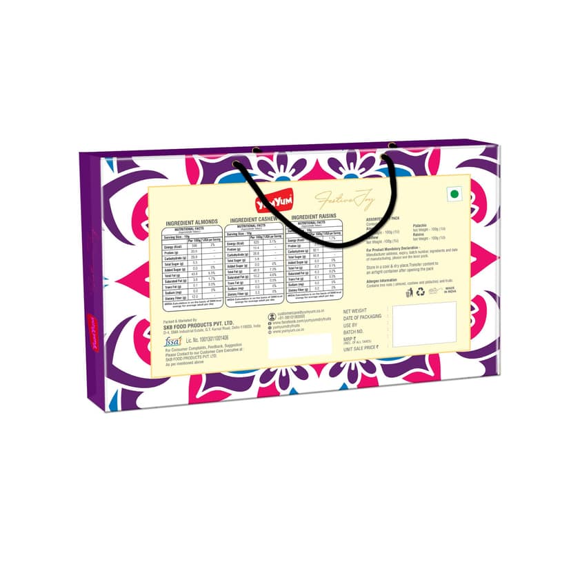 YUM YUM Dry Fruits Combo Rakhi Almonds Cashews Raisins - 3 x 100g view 2