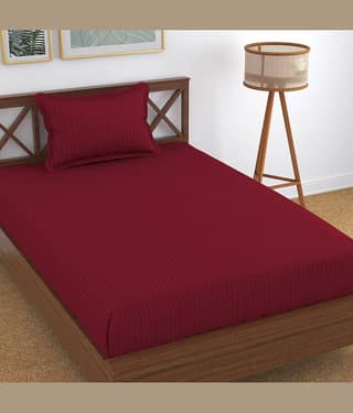 Homefab India Cotton Single Bedsheet ( Maroon )