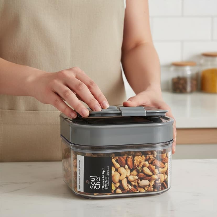 Modi Care Fliplock Airtight Four Piece Stackable Square Containers view 2