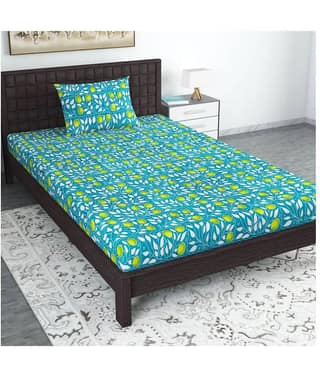 DIVINE CASA Cotton Single Bedsheet ( Green )