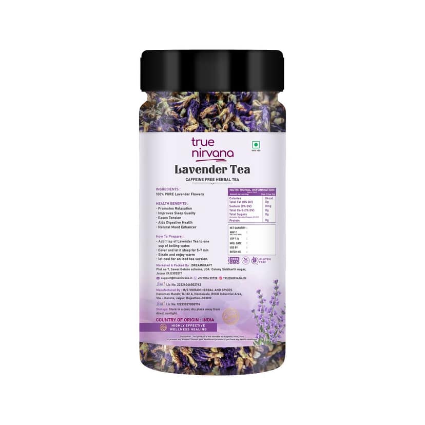 True Nirvana Lavender Tea – Calming Herbal Infusion for Stress Relief & Better Sleep – 100% Natural, Organic & Caffeine-Free view 2