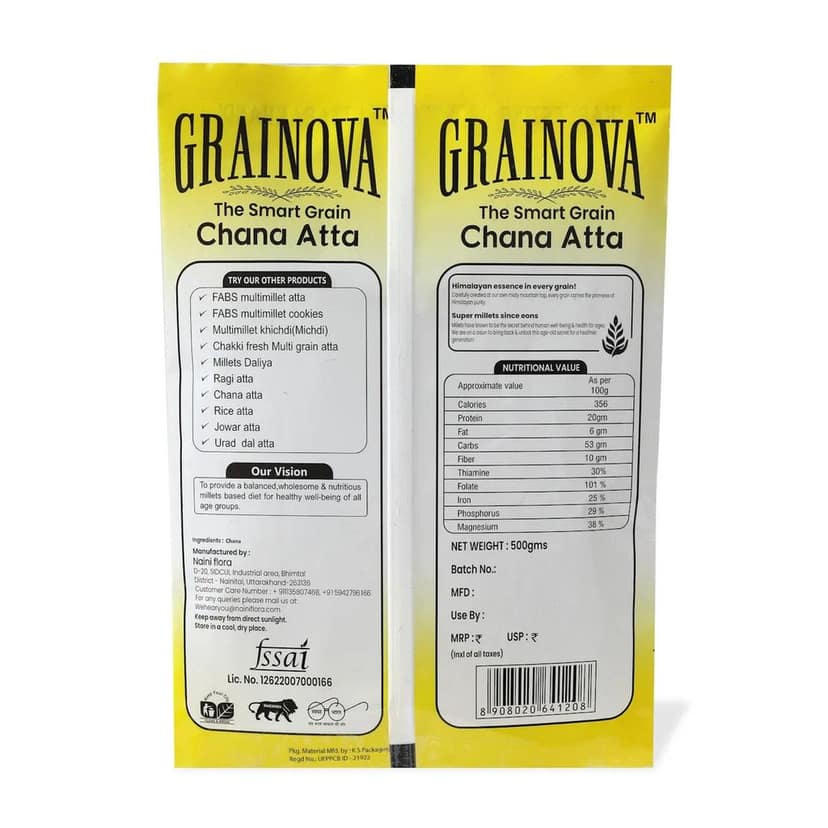 GRAINOVA Chana Atta | Gram Flour | Sattu , Sattu Atta | Chana Atta 500gm | Besan | Besan Ka Chilla | Gram Flour | Sattu Powder view 2