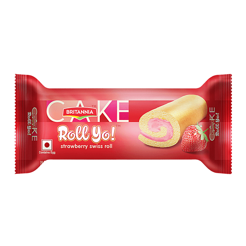 Britannia Rollyo Strawberry Cake, 28 gm