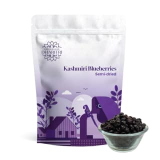 VASUNDHARA DHARITRI Semi-dried Kashmiri Blueberries 250gms, Naturally Dried Blueberries, High in Vitamins, Antioxidants & Fibers, Boosts Immunity, Bone & Skin Health, Guilt-free Healthy Diet