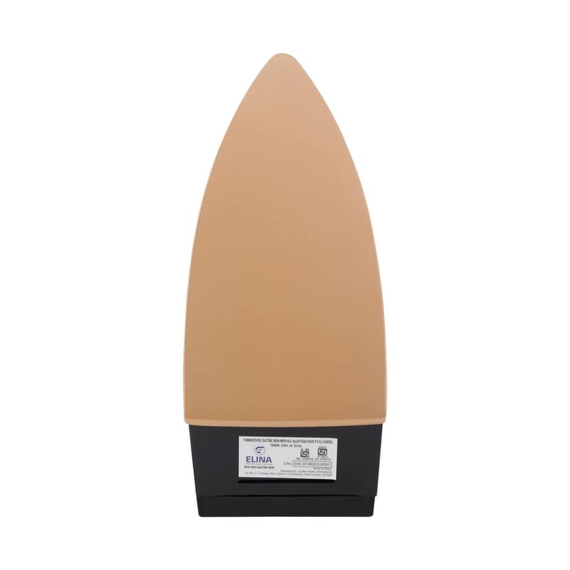 Elina 1000-watt Dry Iron with American Heritage Non-Stick Coated Golden Sole Plate | Ergonomic Design | Easy Grip Temperature Knob view 2