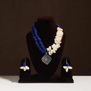 Multicolor - Handmade German Silver Shell Necklace Set 09