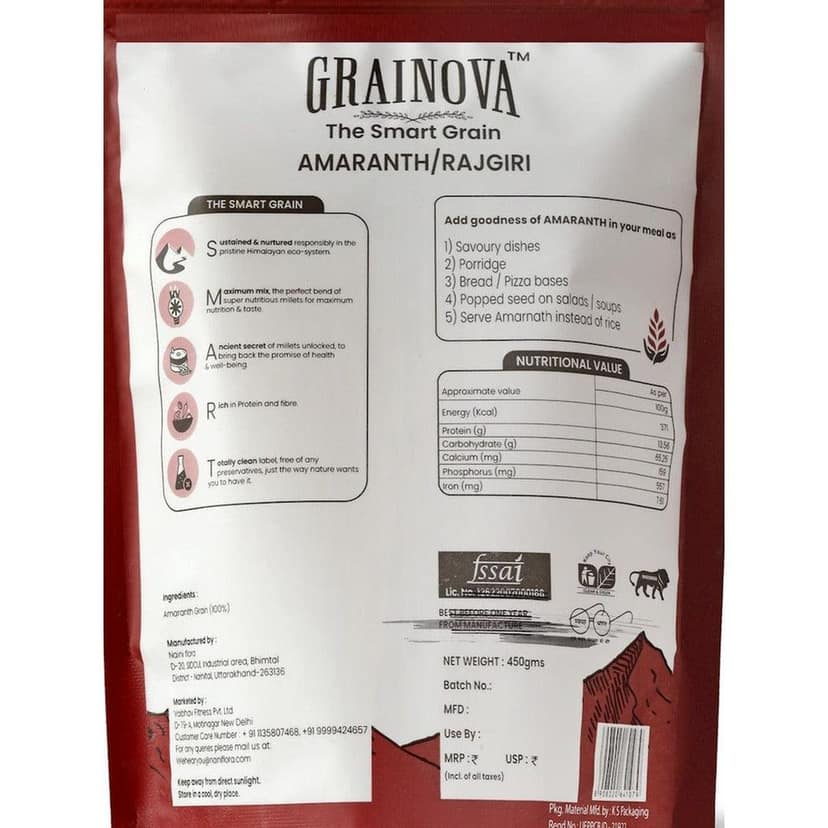 GRAINOVA Amaranth Millet Grains | Amaranth Millet 500gm | Rajgira | Cholai view 2