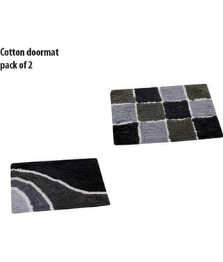 Aazeem Antiskid Cotton Door Mat ( 60 X 40 cm ) Set of 2 Aqua