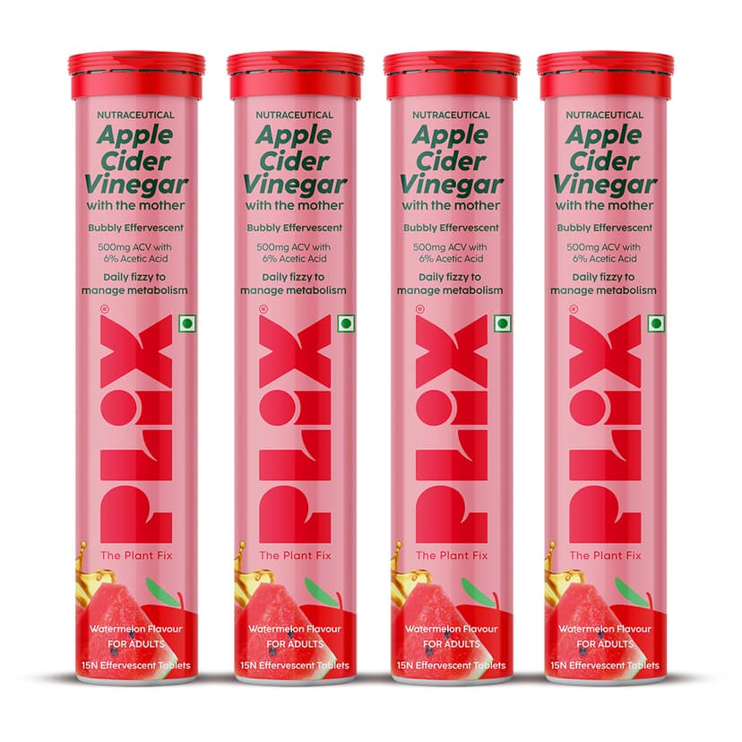 Apple Cider Vinegar Effervescent Tablet with mother (vitamin B6 & B12) pack of 4 tubes__1 Month__60 Tablets
