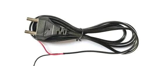 Power Cord Cable 2-Pin with Bare Wire Ends For Small Electric Appliances Fan, Radio, Emergency Light, Black view 2