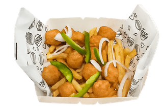 French fries + chicken popcorn