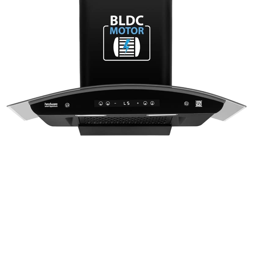 Hindware Alexio Plus BLDC 90cm Auto Clean Chimney, Black
