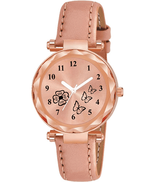 KIARVI GALLERY Peach Leather Analog Womens Watch