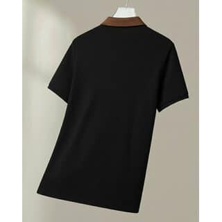 Ausk Mens Coffee, Black Checkered Cotton Blend Polo T-Shirt view 2