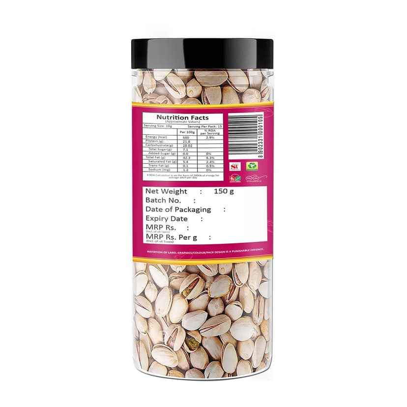 YUM YUM Roasted & Salted Pistachios, Pista Dry Fruit Jumbo Pesta Nut - 150g view 2