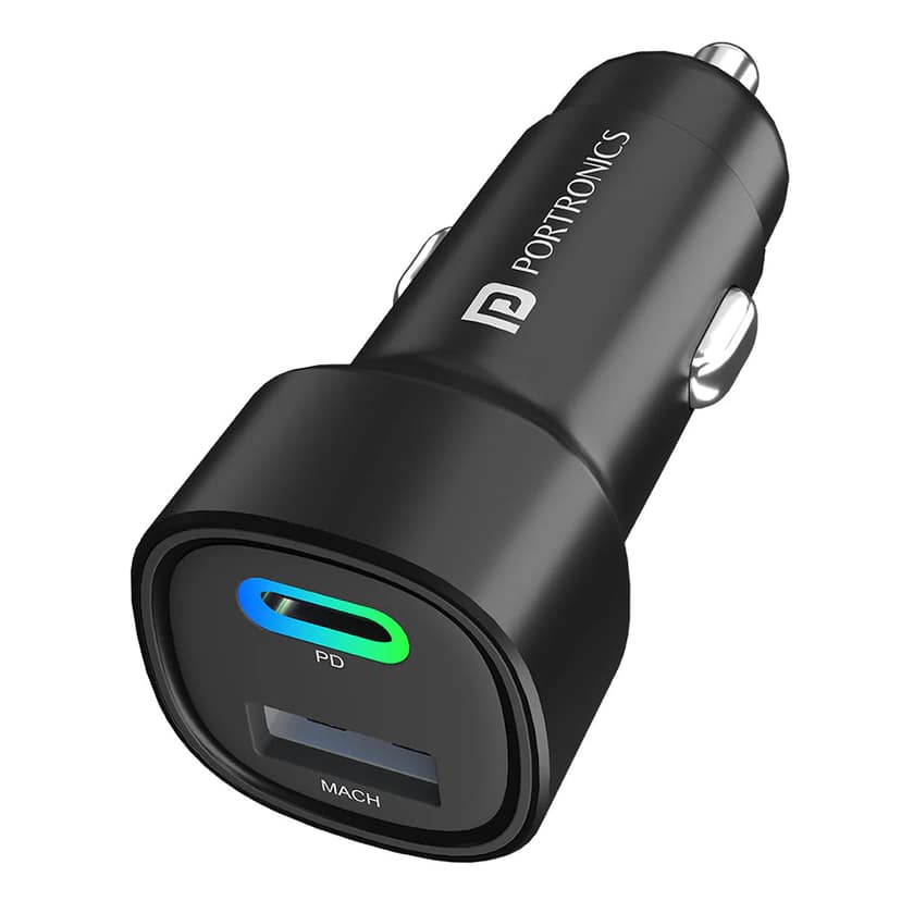 PORTRONICS Car Power 30 Dual Output Fast Car Charger with 30W