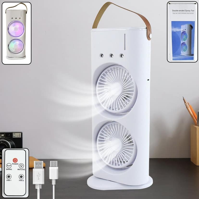 Electric Fan Desktop Double-head Powerful Air Cooler (1 Pc With Remote) view 2