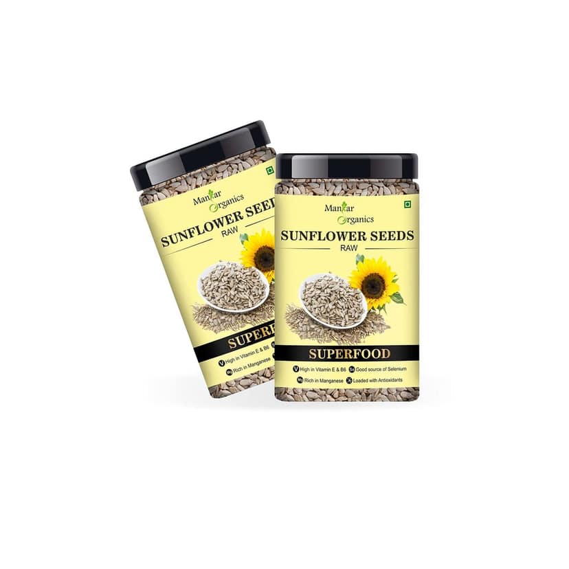 ManHar Organics Sunflower Seeds 475gm Jar For Eating - AAA Grade |Protein and Fiber Rich Superfood|( pack of 2, 475gm each )