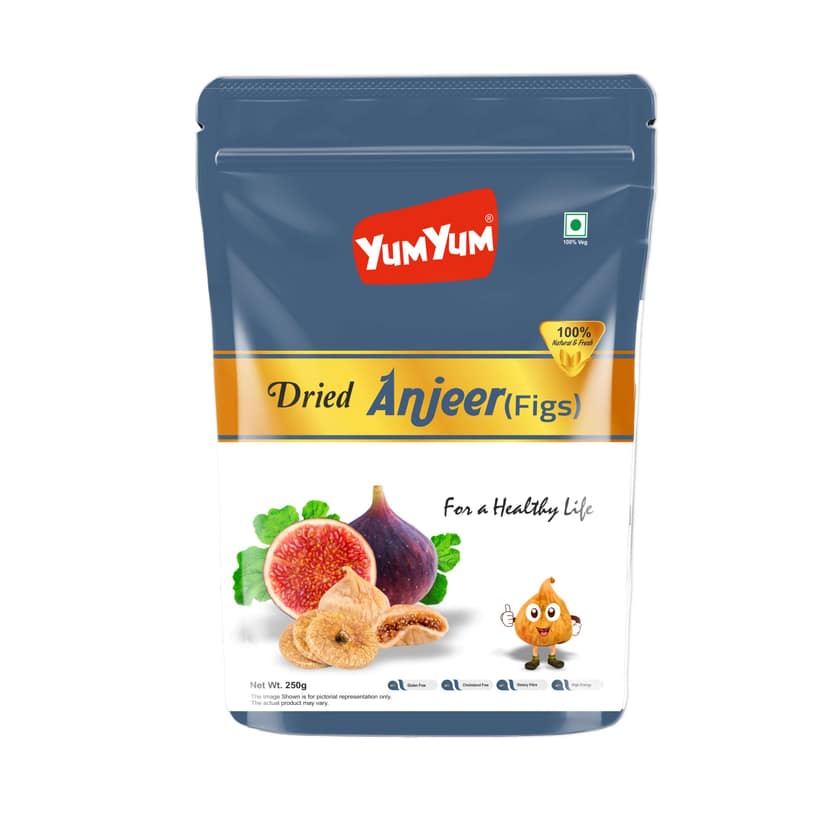 YUM YUM Anjeer Fresh Afghani Dried Figs Healthy Dry Fruits Snack Pack - 250g