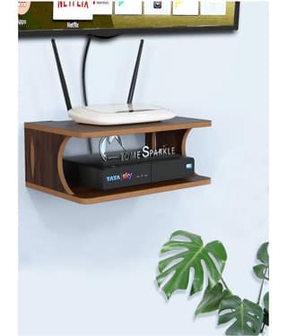 Home Sparkle Set Top Box Stand Wall Mount Wall Shelf Setup Box Holder/Wifi Router Holder (Dark Brown)