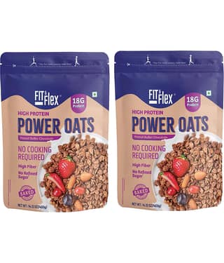 Fit & Flex Peanut Butter Chocolate Power Oats, Pack of 2 (400 gm each)