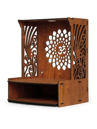 Maa Kripa Art And Craft - Temple for Home/Home Temple/Pooja Mandir/Home Temple Wooden/Temple/Mandir for Home/Wooden Temple/Foldable Home Temple with LED (Dark Brown)