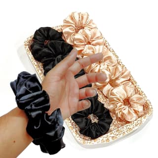 Dvabeautyshop scrunchies for Women, Pack of 10, Satin Scrunchies (Black&Cream, Large) Dvabeautyshop scrunchies for Women, Pack of 10, Satin Scrunchies (Black&Cream, Large) - Black&Cream / 1 count (Pack of 10)