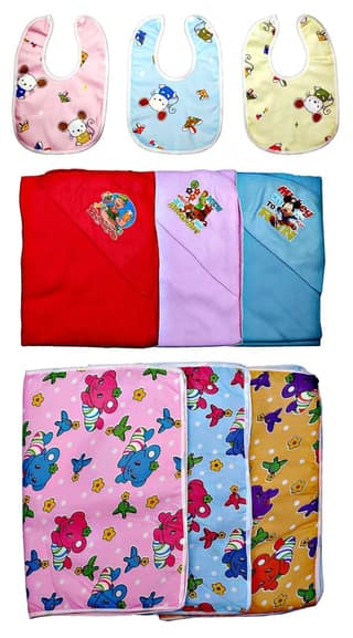 newborn Baby Girl and Baby Boy 3 Bib Apron Water Proof Sheet for Baby Bed Protection Mat (0-6 Month)Random Print Blanket wrapper/ Baby Bath Towel