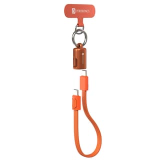 Portronics KeyLink C, Type-C to Type-C Cable 60W 30CM, featuring 60W PD fast charging for smartphones, tablets, and other Type-C devices - Orange