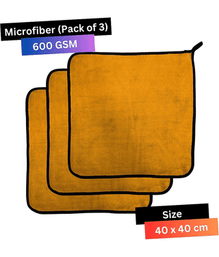 CRYSATLFRESH Black 600 GSM Microfiber Cloth For Automobile ( Pack of 3 )