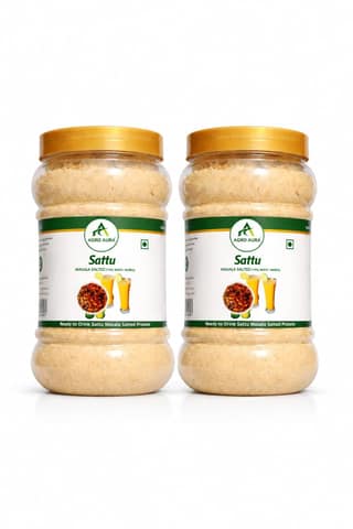 Agro Aura Sattu Masala Salted Powder, Ready to Drink Protein Mix with Roasted Chana, Ajwain and Ginger, Pack of 2 x 500g