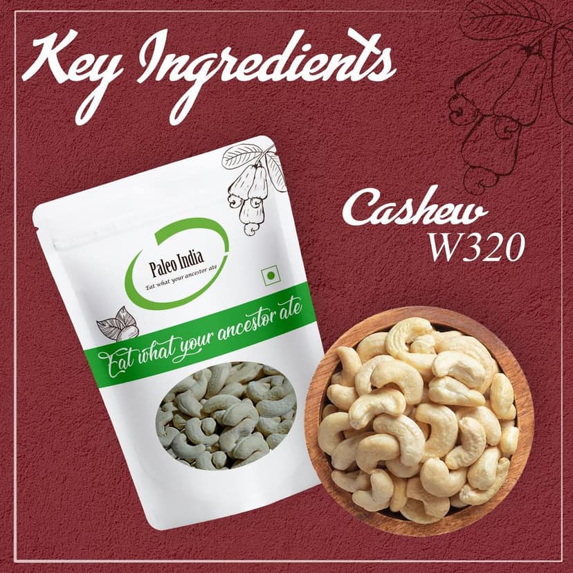 Paleo India 400gm Medium Size Cashews W320 Kaju Dry Fruits Cashew view 2