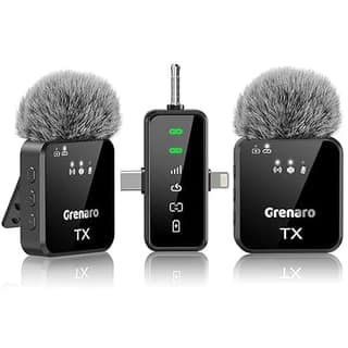 GRENARO Mic for YouTube Wireless, Dual Lapel Wireless Microphone for Recording with LED Display & 164ft Range for YouTube